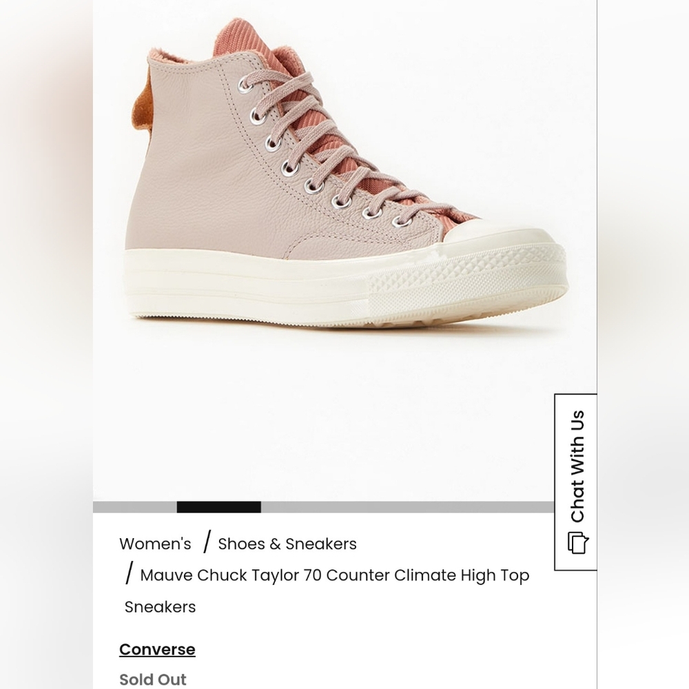 New Converse Mauve Chuck Taylor 70 Counter Climate High Top, size 8